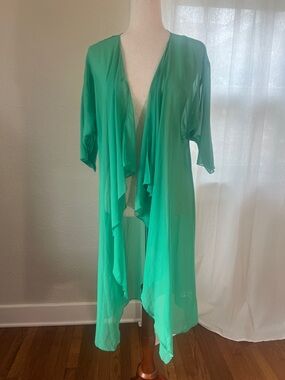 LuLaRoe Sheer Green Swim Coverup Kimono
